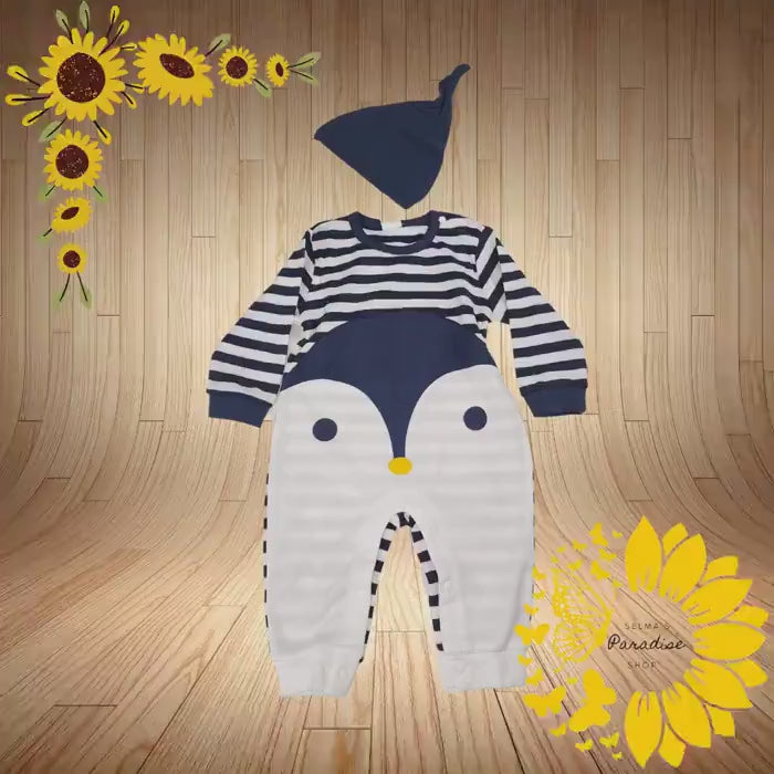 Newborn Cotton Romper & Beanie Set: Unisex Baby Outfit