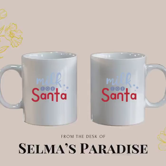 Milk for Santa, Christmas Design, Personalized Coffee Ceramic, Handmade, Mug Gift, Custom Kitchen Decor