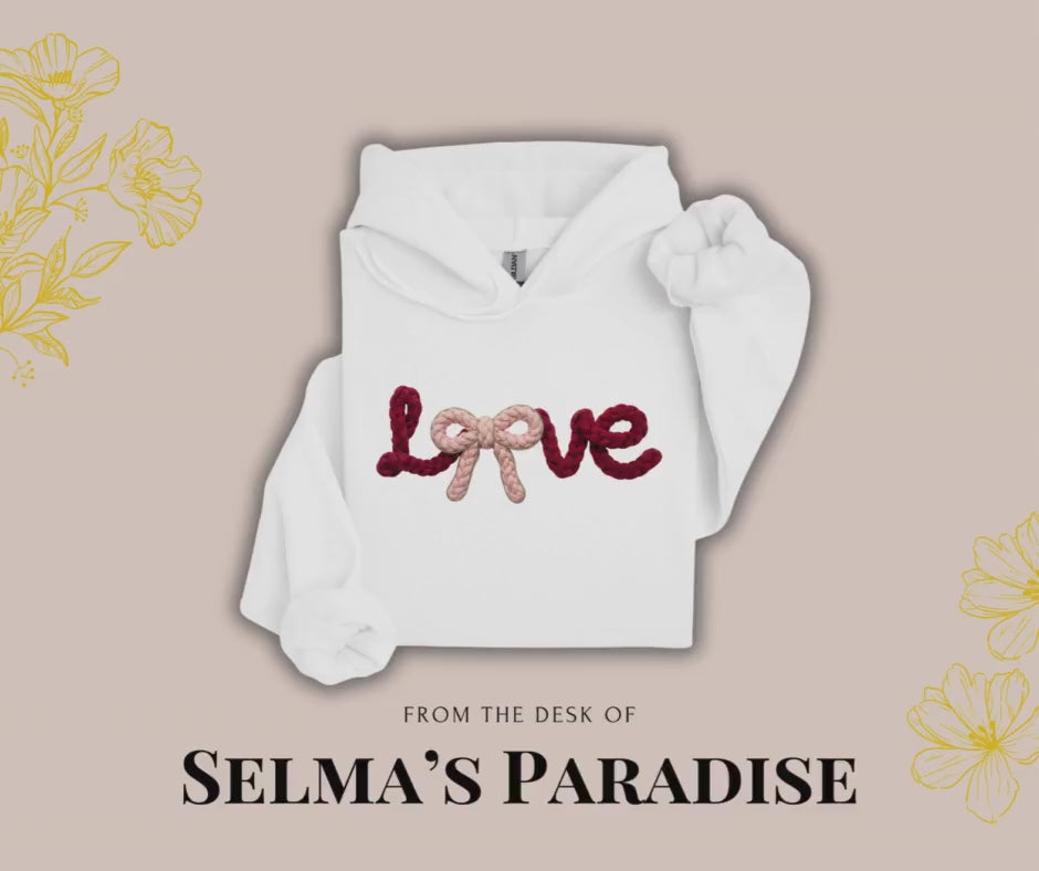 Love Bow Hoodie | Embroidered-Look Valentine Sweatshirt