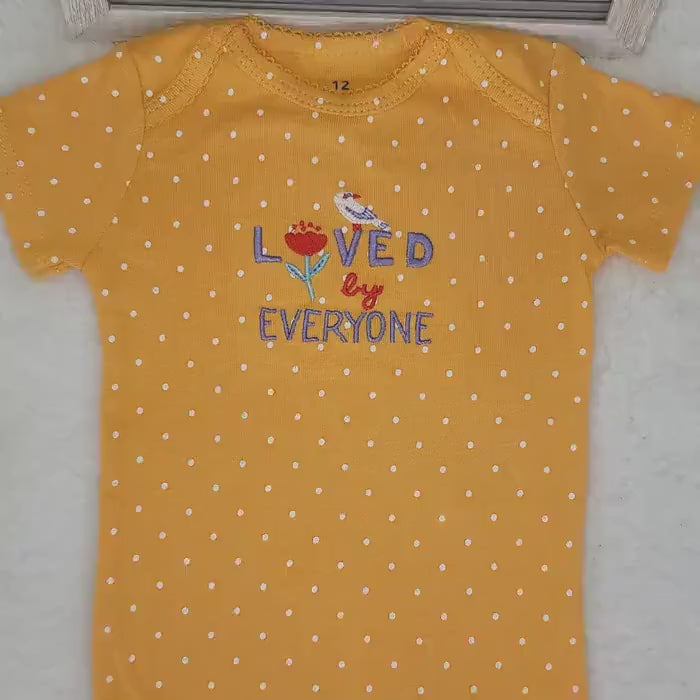 Loved By Everyone Baby Onesie: White Dots Cotton Bodysuit