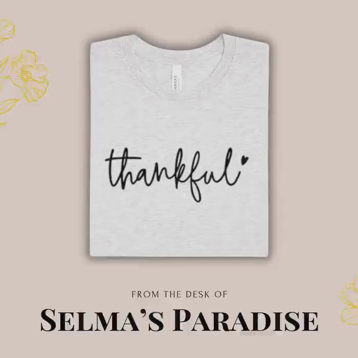 Thankful Embroidered Tee: Unisex Cotton-Poly Blend T-Shirt
