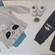 3-Piece Baby Clothes Set: Blue Fox Onesie, Black Pants, Striped Shirt