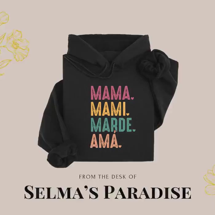 Rainbow Mama Letter Sweatshirt, Personalized Crew Neck Autumn Winter Spanish Style Cozy Pullover