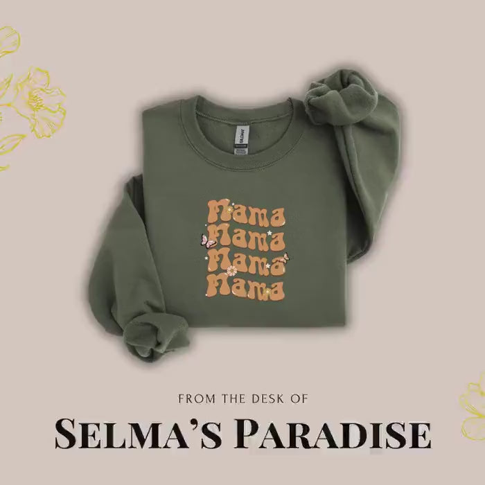 Personalized Mama, Custom Text Crewneck, Cozy Vintage Style Gift for Moms, Unisex Winter Sweatshirt