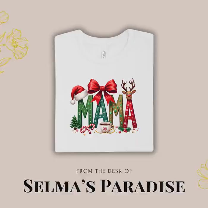 Mama Claus Design T-Shirt, Custom Christmas TShirt, Short Sleeve Tee, Graphics Printed Holiday