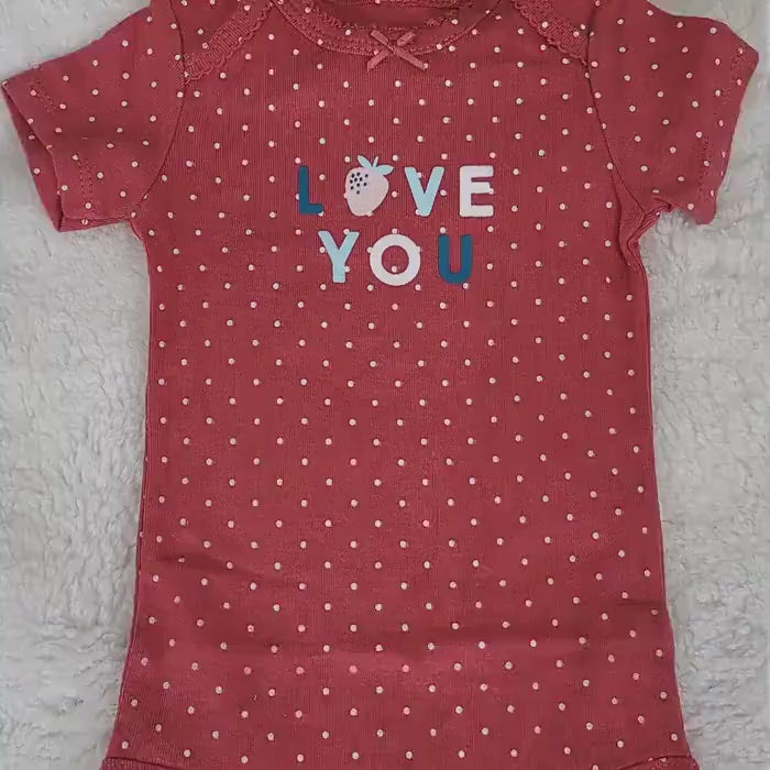 Love You Baby Girl Onesie: Red Polka Dot 12-Month Bodysuit