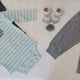 Baby Outfit 3-Piece Set: Cotton Top, Gray Pants & Bib