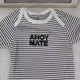 Ahoy Mate Nautical Baby Onesie: Embroidered Striped Bodysuit
