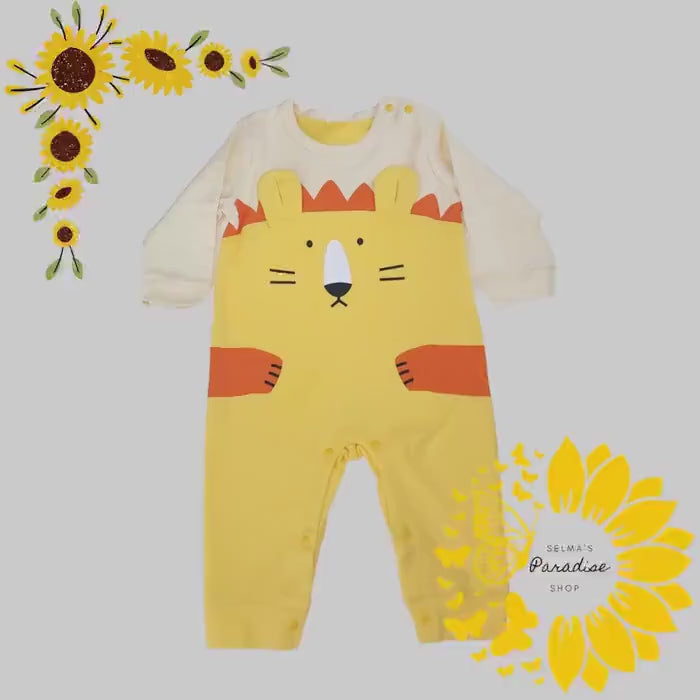 Vintage Style Cotton Baby Romper: Unisex Long Sleeve Pajamas