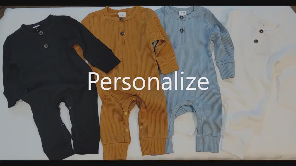 Personalized Baby Romper: Knitted Cotton Cardigan Jumpsuit
