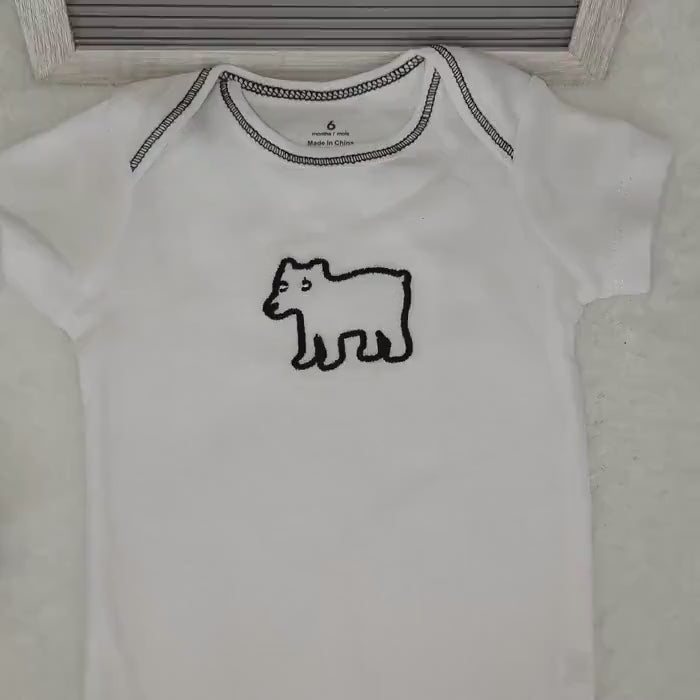 Embroidered Bear Onesie: Soft Cotton Baby Bodysuit
