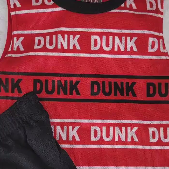 Boys Basketball Tank Top Set: Red/Black & Yellow/Black, 2-Piece Polyester