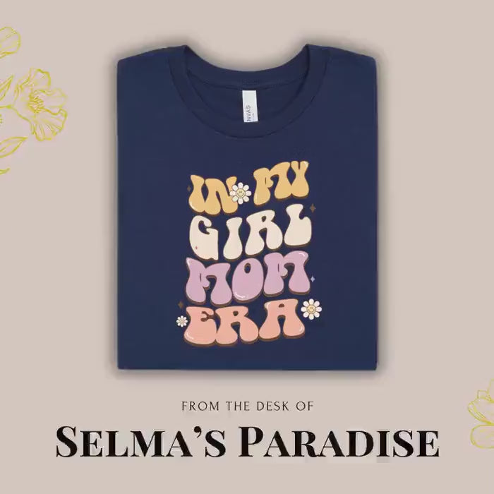 Retro Floral Mama & Butterflies Art Design , Personalized, Oversized, Unisex Custom T-Shirt,  Graphic Tee