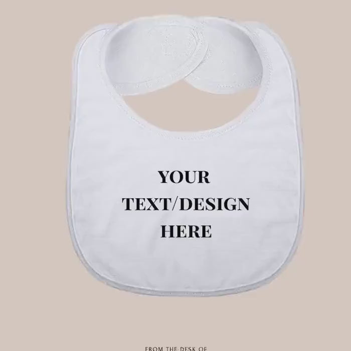 White Baby Bib: Soft Fabric, DIY Embroidery & Sublimation