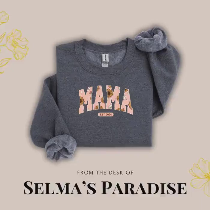 Personalized Mama Sweatshirt: Custom Text Design, Unisex Crewneck
