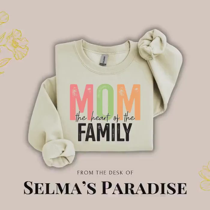 Personalized Mom Sweatshirt: Heart of the Family Crewneck