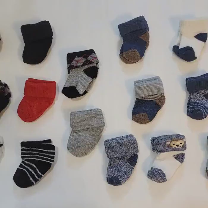 Baby Boy Cotton Socks: Newborn Multi-Color Designs, 0-6 Months