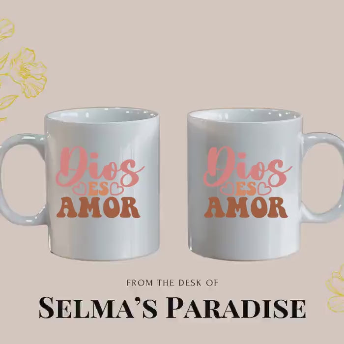 Dios Es Amor Spanish Coffee Mug: Personalized Ceramic Tea Cup, 15 oz