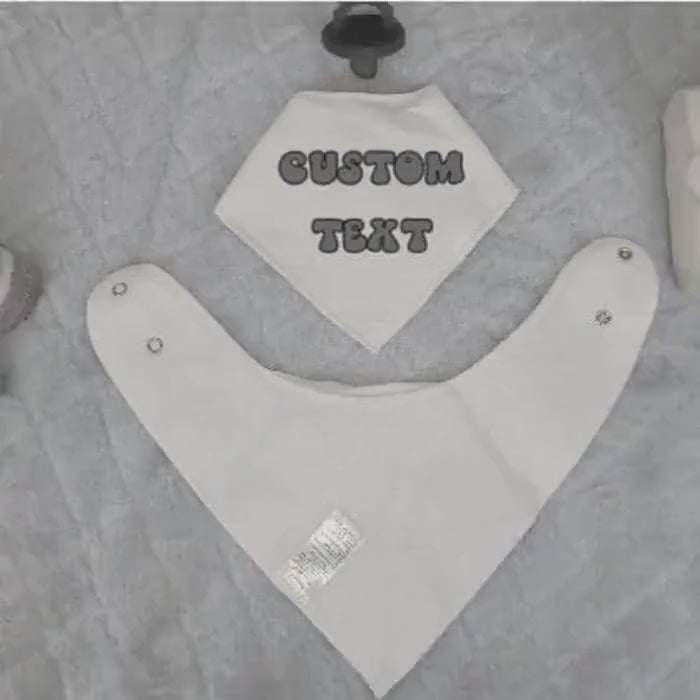 Custom Baby Cotton Bandana Bibs, Personalized Last Name or First, Announcement