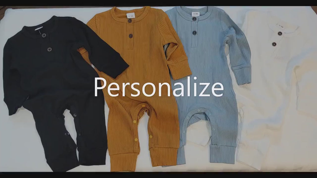 Cotton Knitted Style Cardigan Long Sleeve Jumpsuit,Custom Jumpsuit ,Unisex Jumpsuit, Personalized Jumpsuit, Custom for Baby, First/Last name