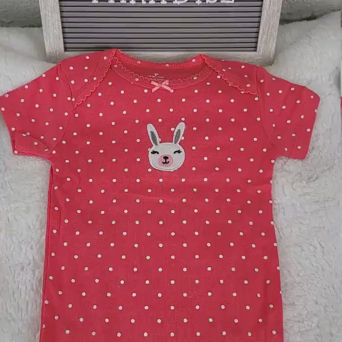 White Dots Baby Girl Onesie: Embroidered Cotton Bodysuit, 9 Months