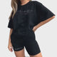 Women's Athleisure Set: Letter Print Tee and Capri Shorts