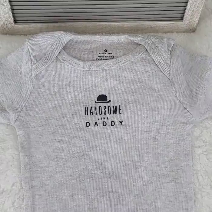 Handsome Like Daddy Baby Onesie: Gray Cotton Bodysuit, 6 Month