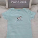 Unicorn Baby Girl Onesie: Teal Stripes, Cotton Bodysuit