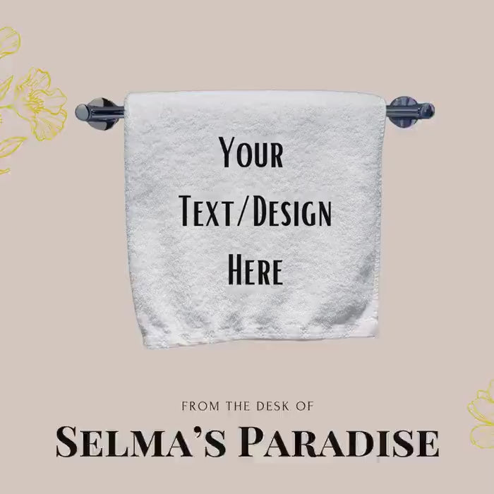 Personalized White Hand Towel: Custom Cotton Salon Towel