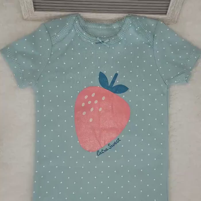 Strawberry Baby Onesie: 12 Month Girl Outfit, Soft Cotton Romper