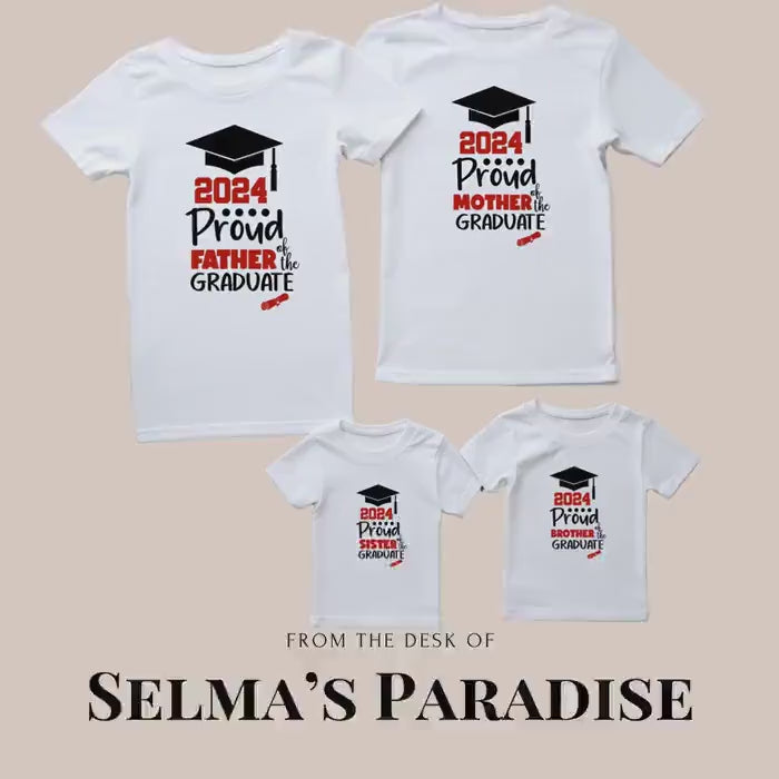 Proud Graduate Family T-Shirt, College Grad Shirt, Matching Short Sleeve Stylish School Graduation Shirts