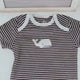 Embroidered Whale Onesie: Black & White Striped Baby Bodysuit