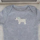 Embroidered Doggy Gray Baby Onesie: 6 Month Cotton Romper