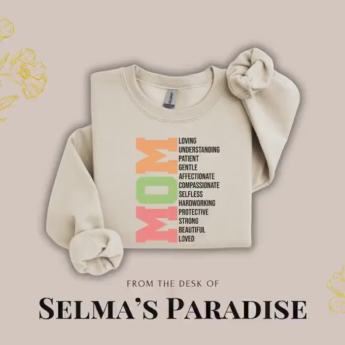 Mom Loving Sweatshirt Custom Text Unisex Crewneck Vintage Style Personalized Long Sleeve Sweater