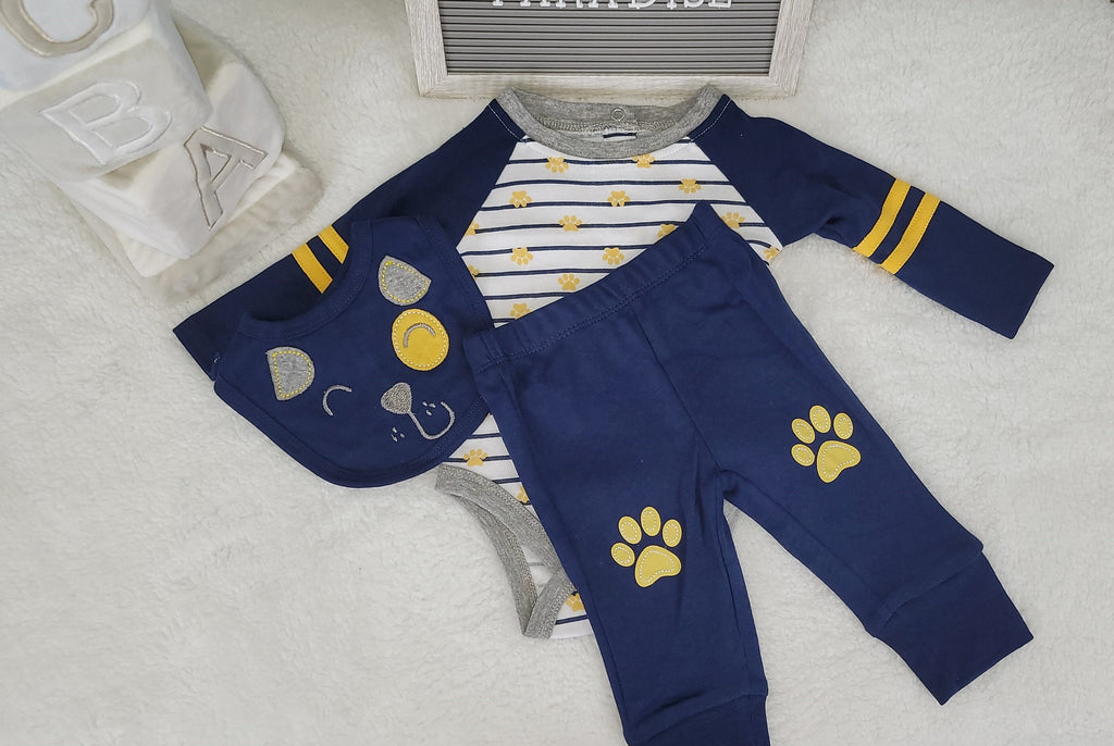 Baby Clothes 3pcs, Doggy Paw Design