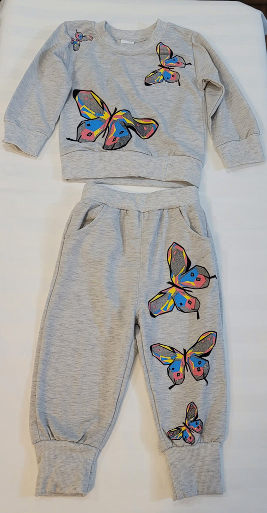 2pcs Butterfly Patterned Long-sleeve Set