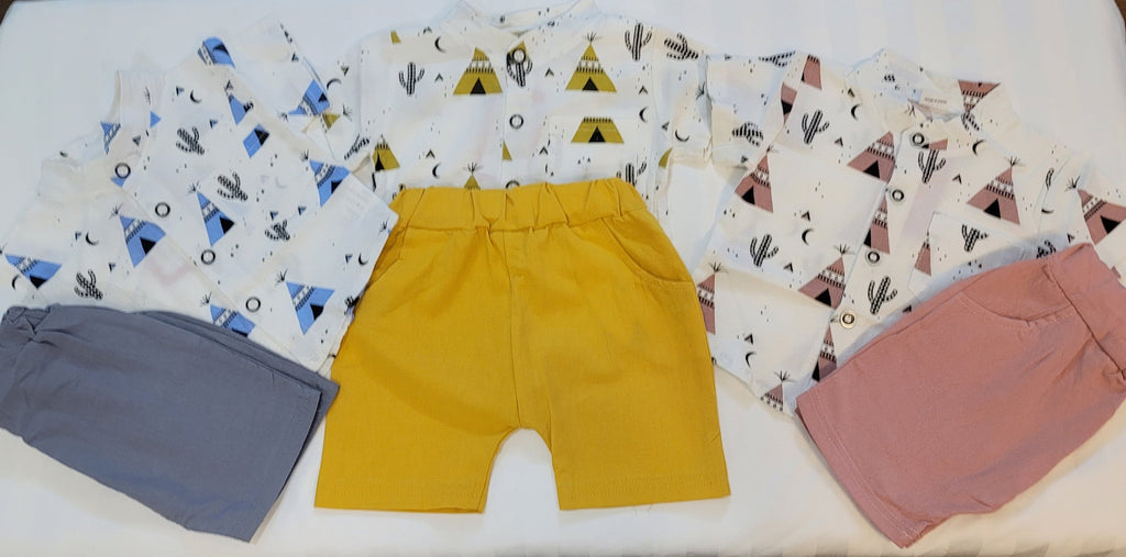 2pcs Toddler Boy Casual Shirt and Short Set