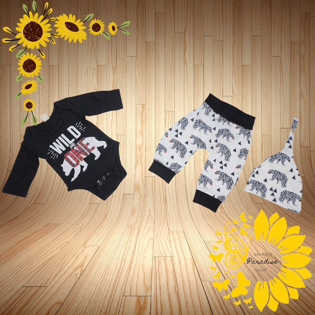 3 Pcs Baby Boy Rompers, Tops+pants+Hat Outfits