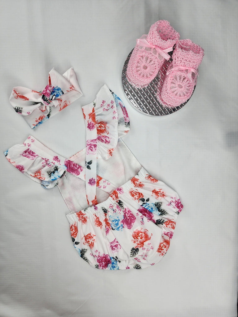 Girl Newborn Baby Clothes Baby Romper Ruffled with Headband