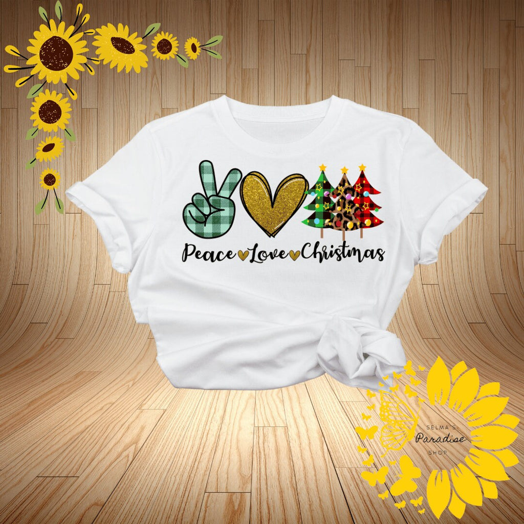 Peace, Love, Christmas T-shirt Design, Christmas Design, Great Holiday Gift, Holiday Custom T-shirts.