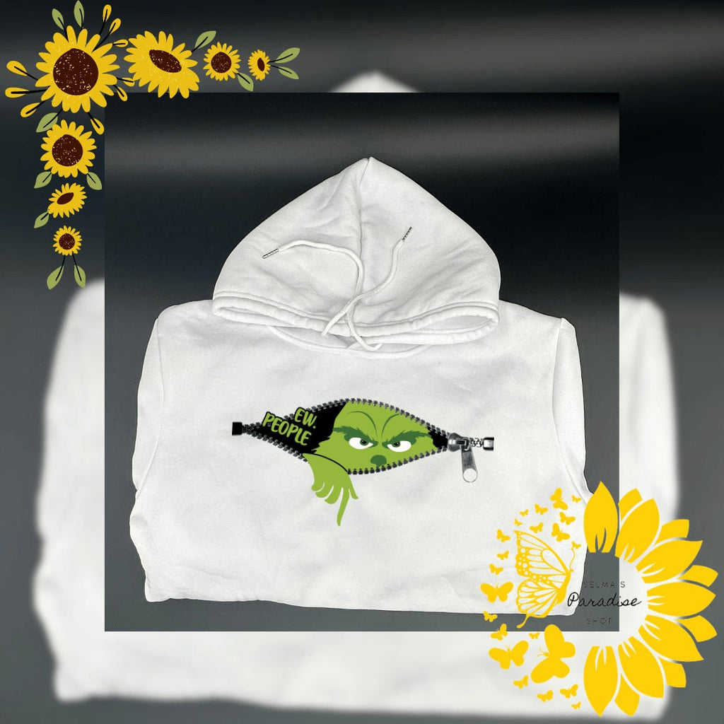 Eww People Grinch Design, White Hoodie, Christmas Design, Unisex Hoodie